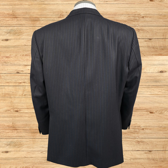 Ermenegildo Zegna Blazer Mens 42S Navy 3 Button Wool Pinstripe Coppley EUC - Picture 4 of 8